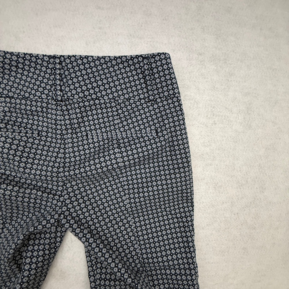 Ann Taylor Dress Pants Women 0 Navy Blue Pockets Geometric Career Ankle Cropped - Picture 5 of 13